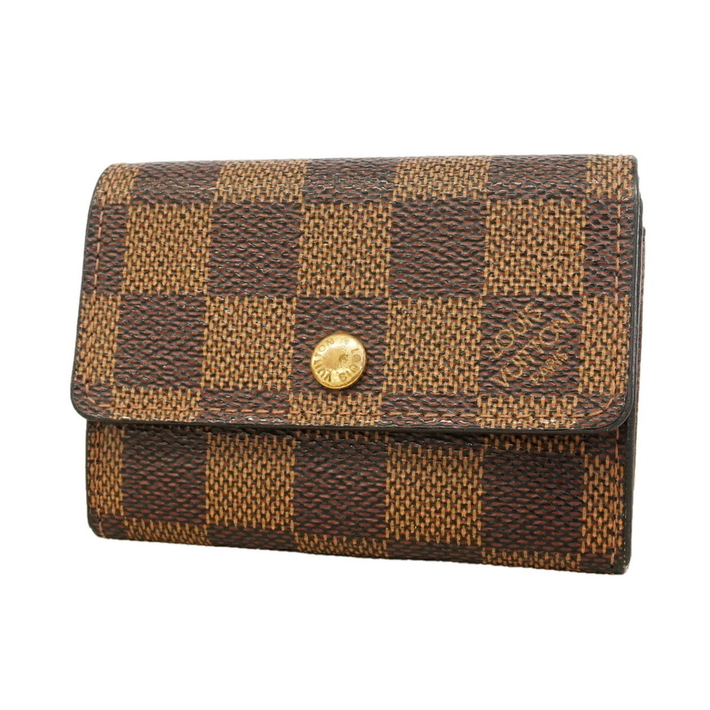 Louis Vuitton Damier Portemonnaie Platter Wallet/Coin Case N61930 Ebene Men's...